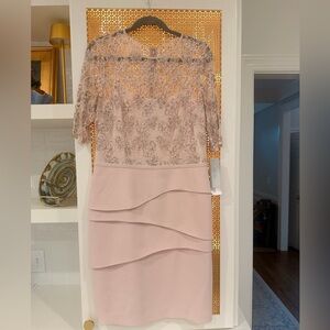 Teri Jon Blush Lace Midi Dress size 14 sequin! New with tags! Blush!